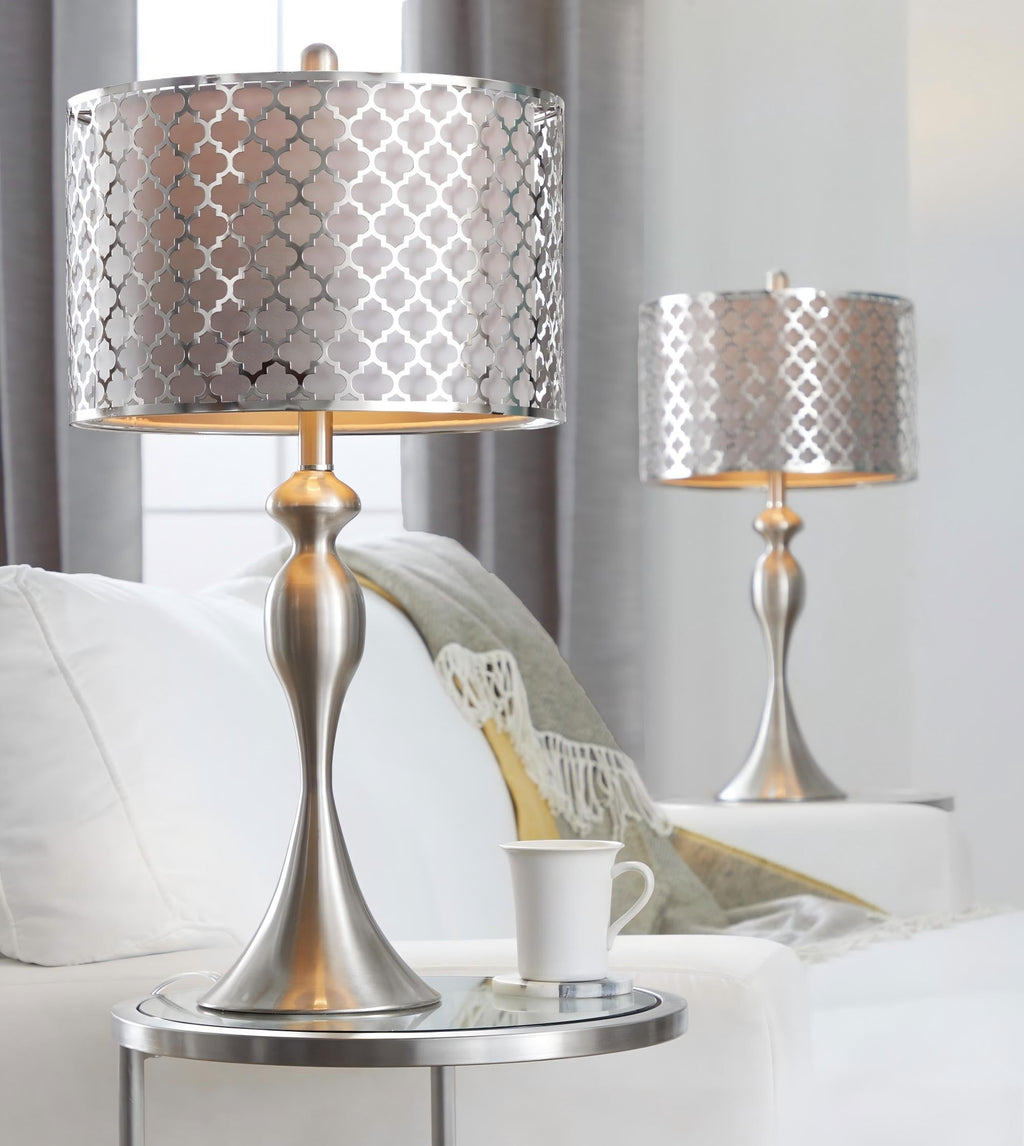 27" Contemporary Metal Table Lamp in Brushed Nickel