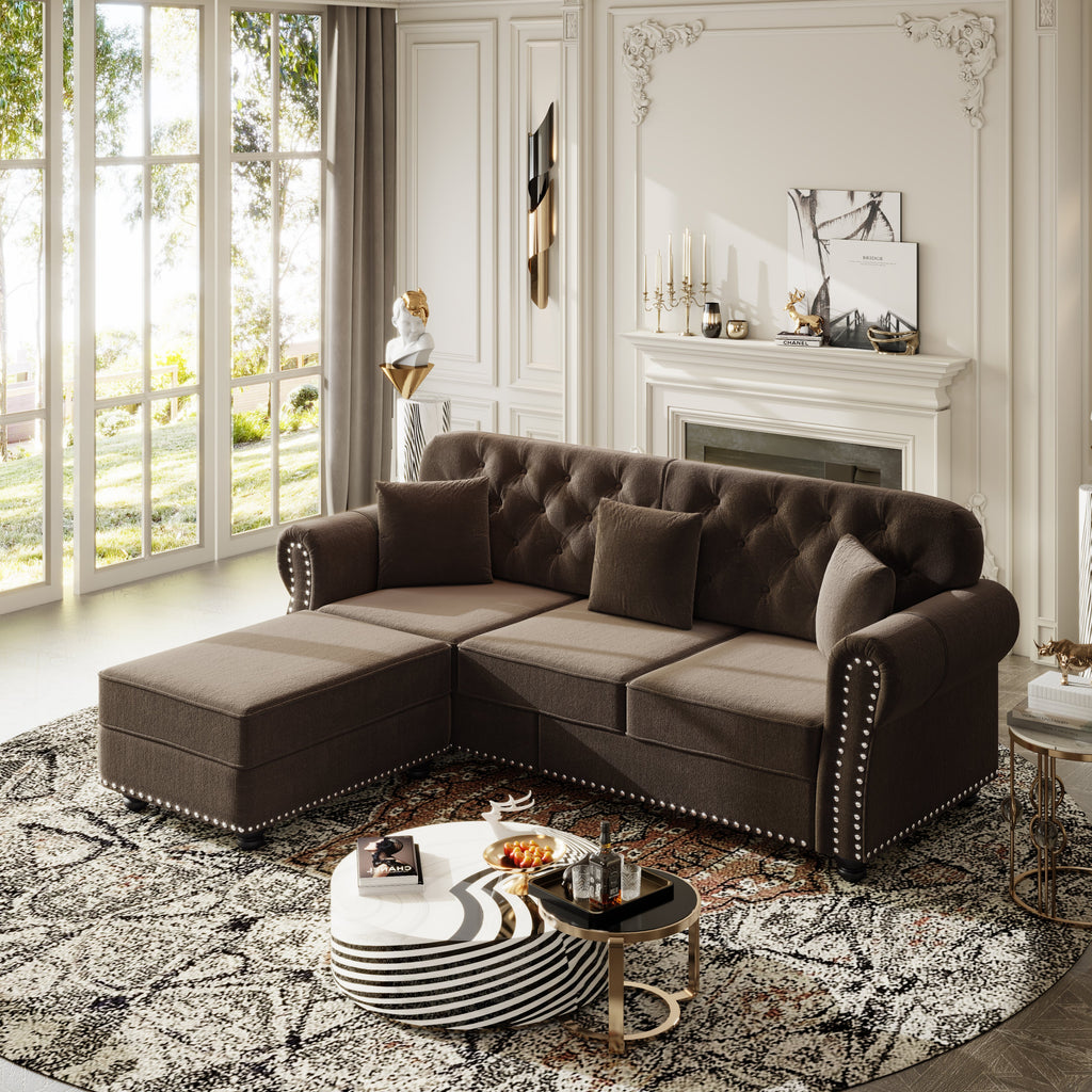 82.6" Upholstered Velvet Sofa with Nailhead Trim
