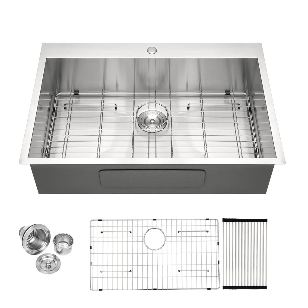 33" Drop In Kitchen Sink - 16 Gauge Stainless Steel
