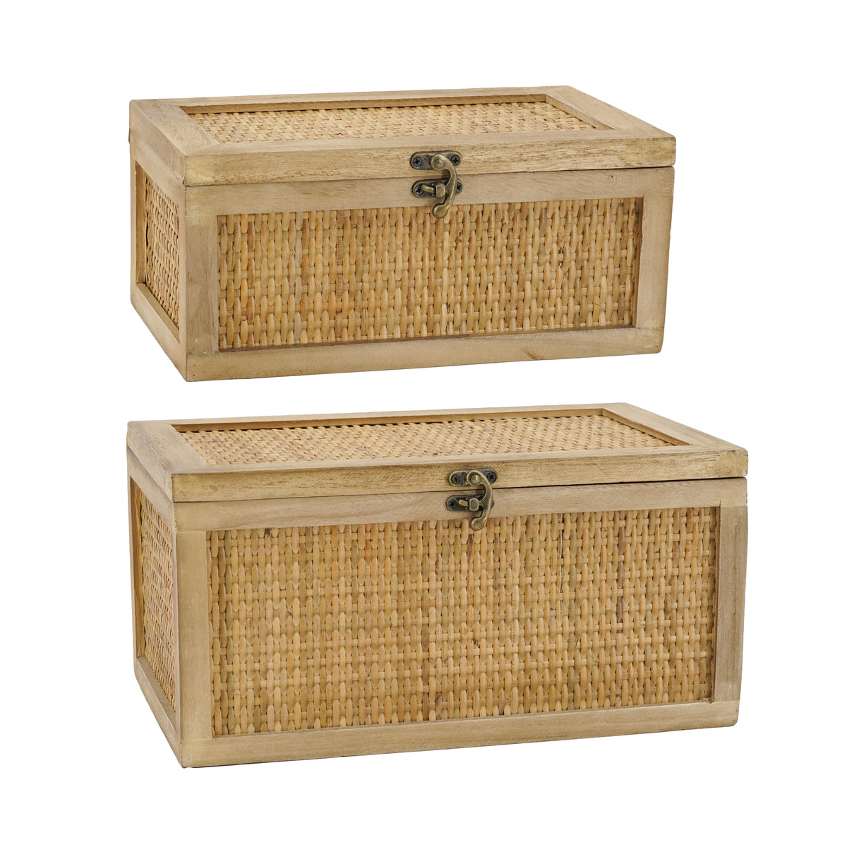 Set of 2 Woven Rattan Decorative Boxes