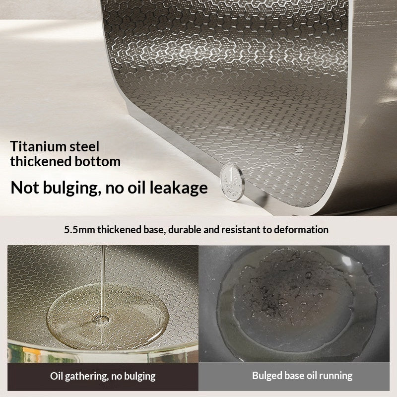 Home-use Flat-bottomed Genuine Titanium Non-stick Frying Panno Coating Required