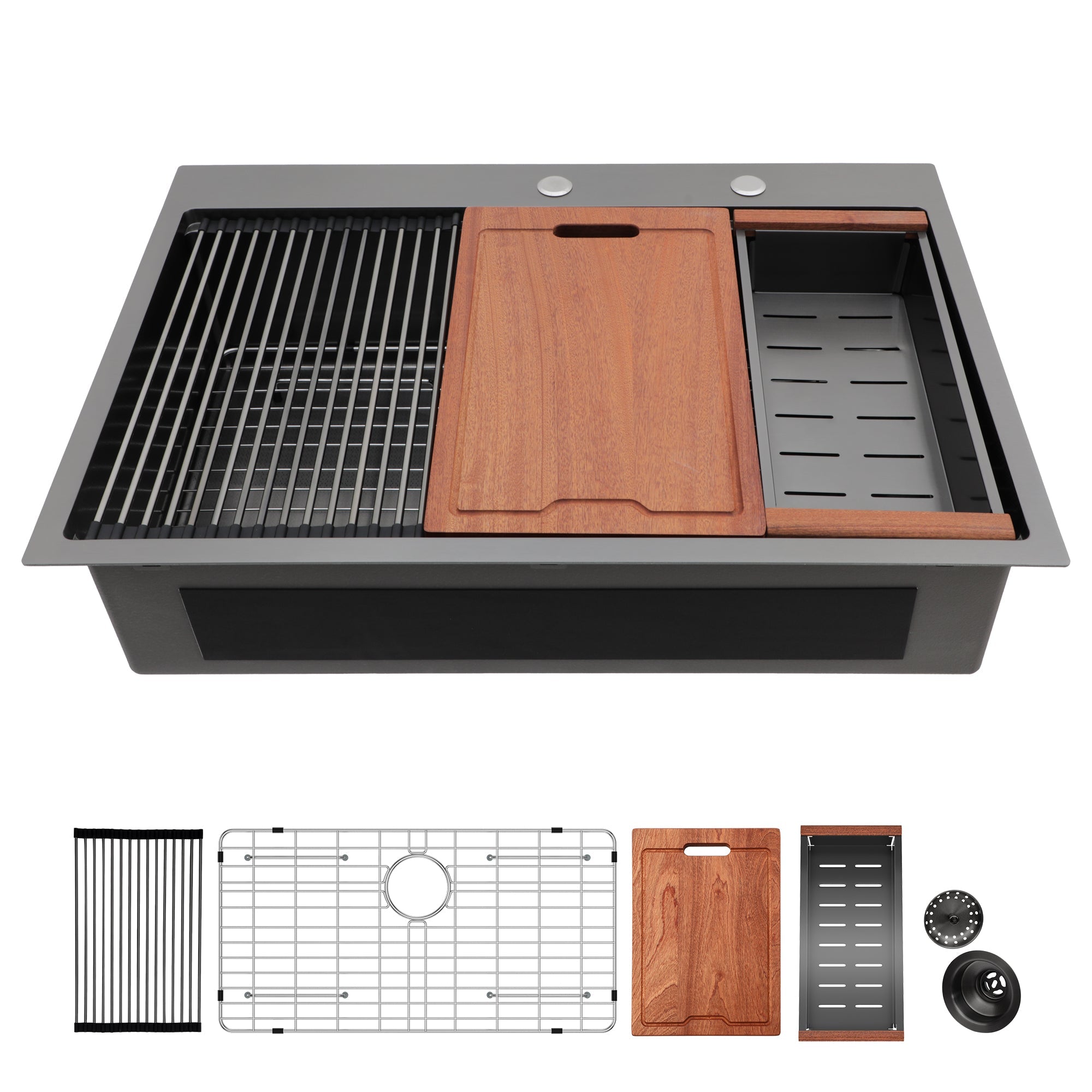 33" Drop In Kitchen Sink - Gunmetal Finish