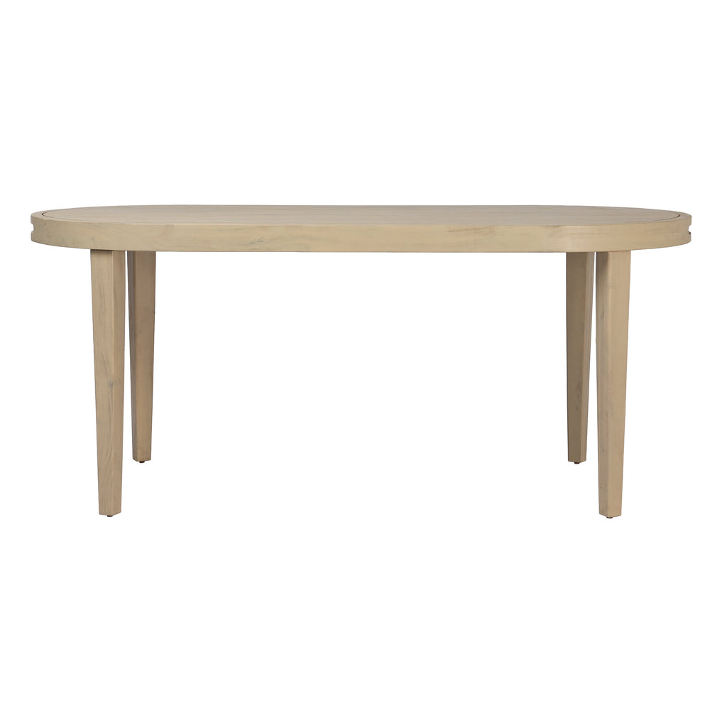 70" Oval Acacia Wood Outdoor Dining Table with Slatted Top