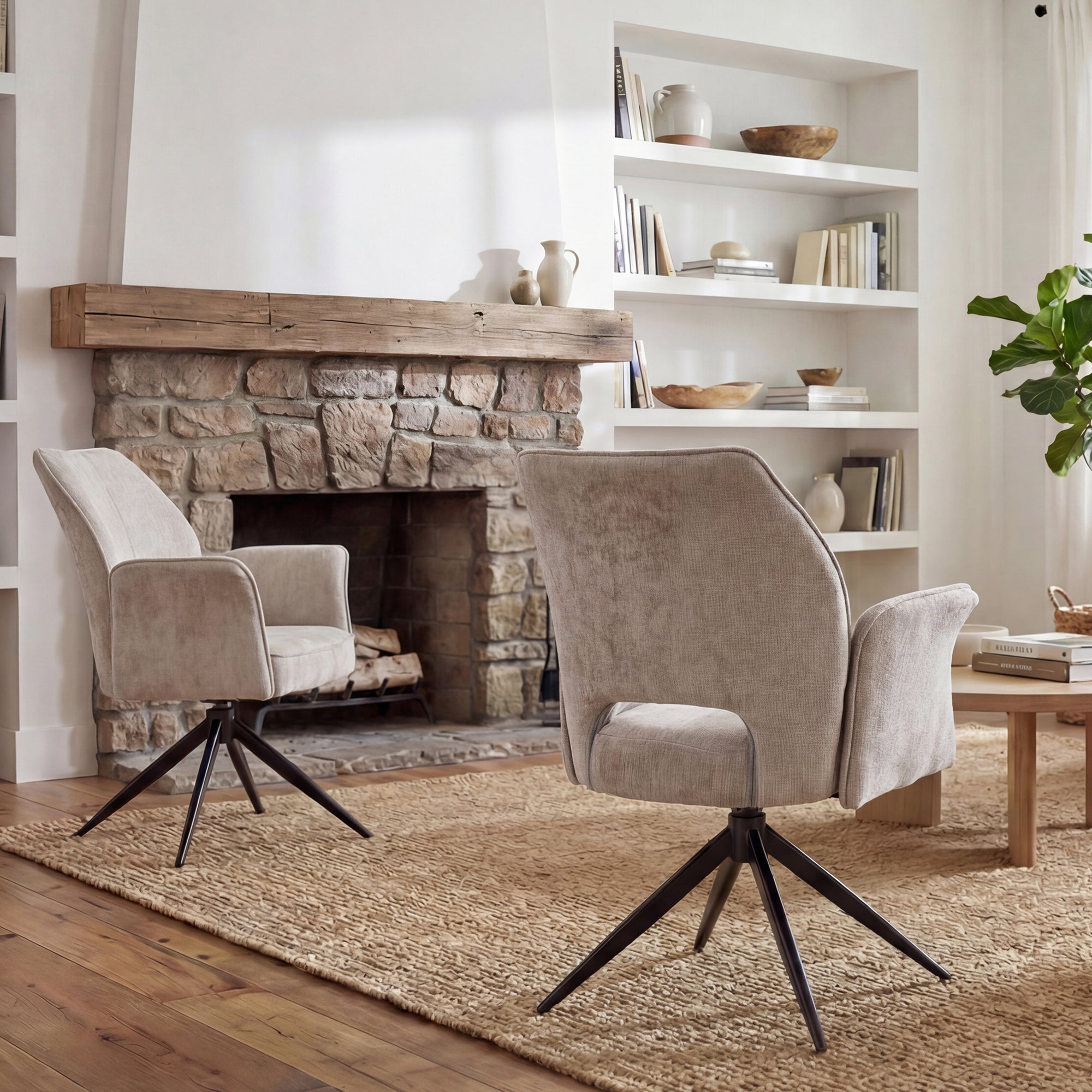 Modern Fabric Dining Chair Set of 2