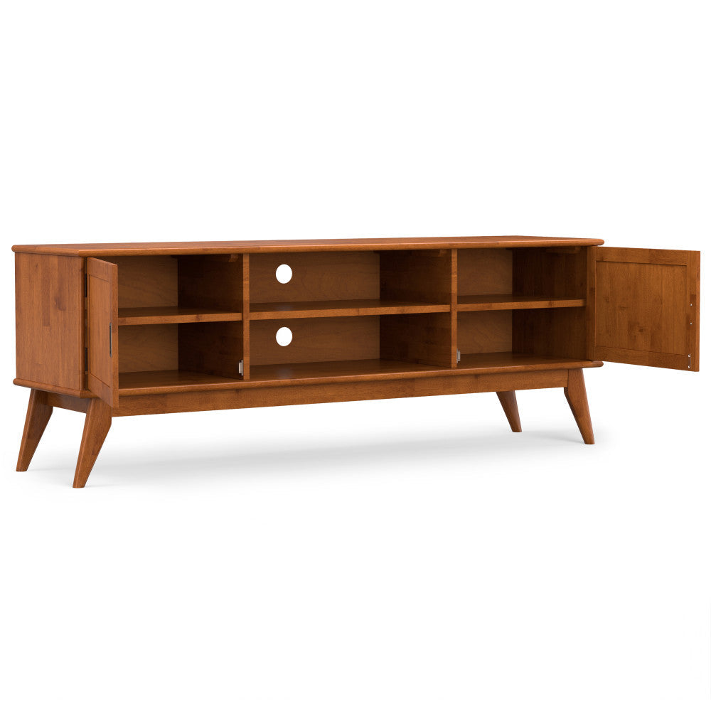 Draper 72 Inch Wide Solid Wood Mid Century TV Stand in Teak