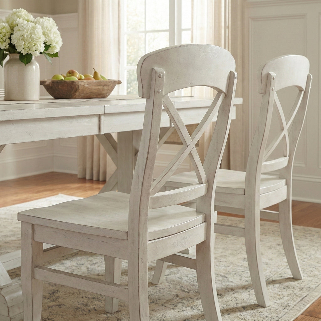 Harola Cross-back Dining Side Chairs in Set of 2, Smoky