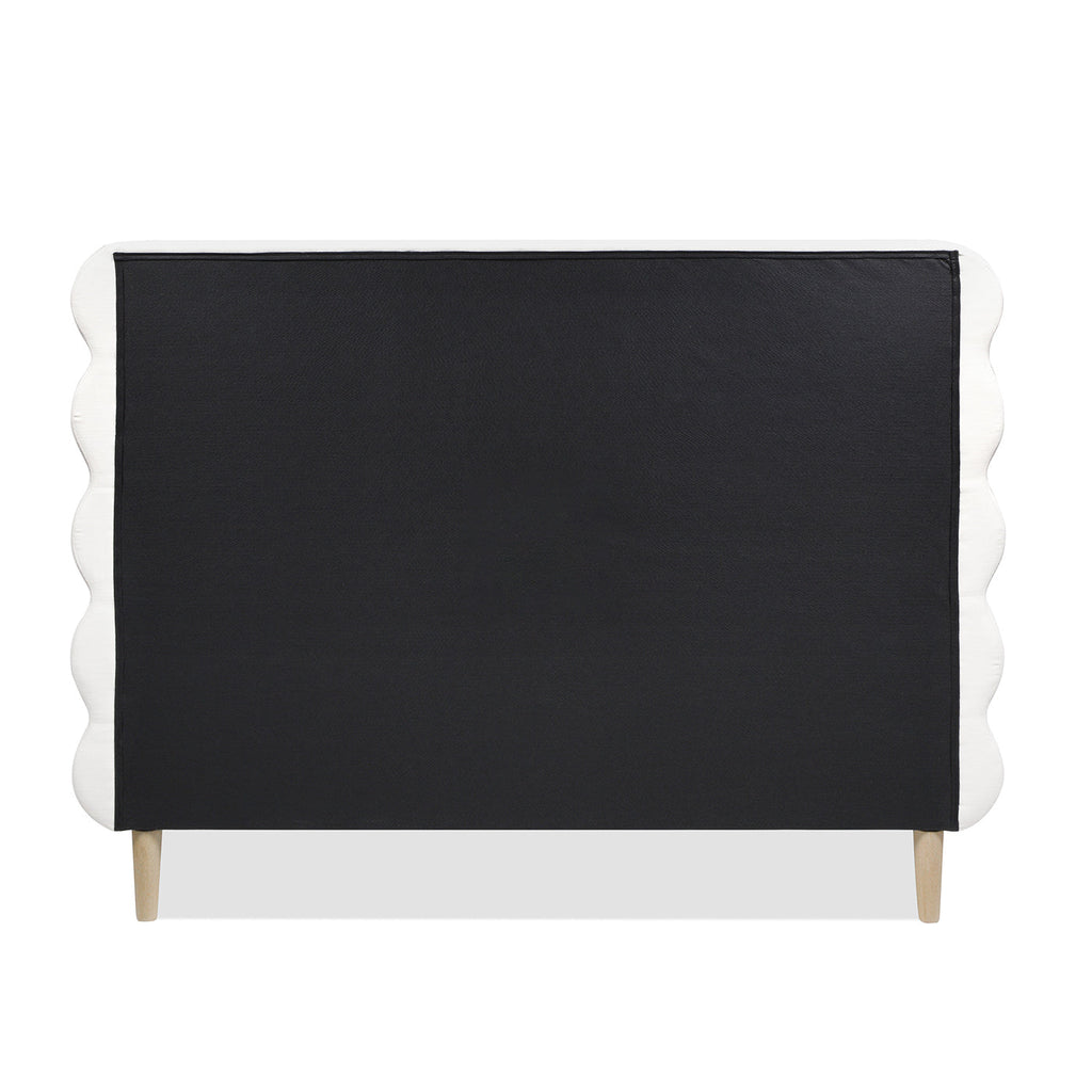 Stockholm Modern Wavy Headboard Platform Bed, Queen, Antique
