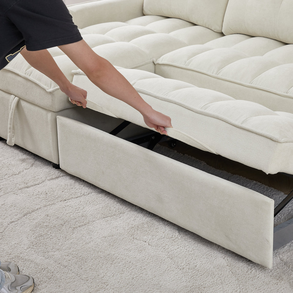 71.3" Reclining Sofa Bed with USB Ports – L-Shaped Sectional