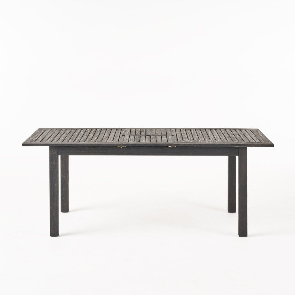 Outdoor Expandable Acacia Wood Dining Table, Dark