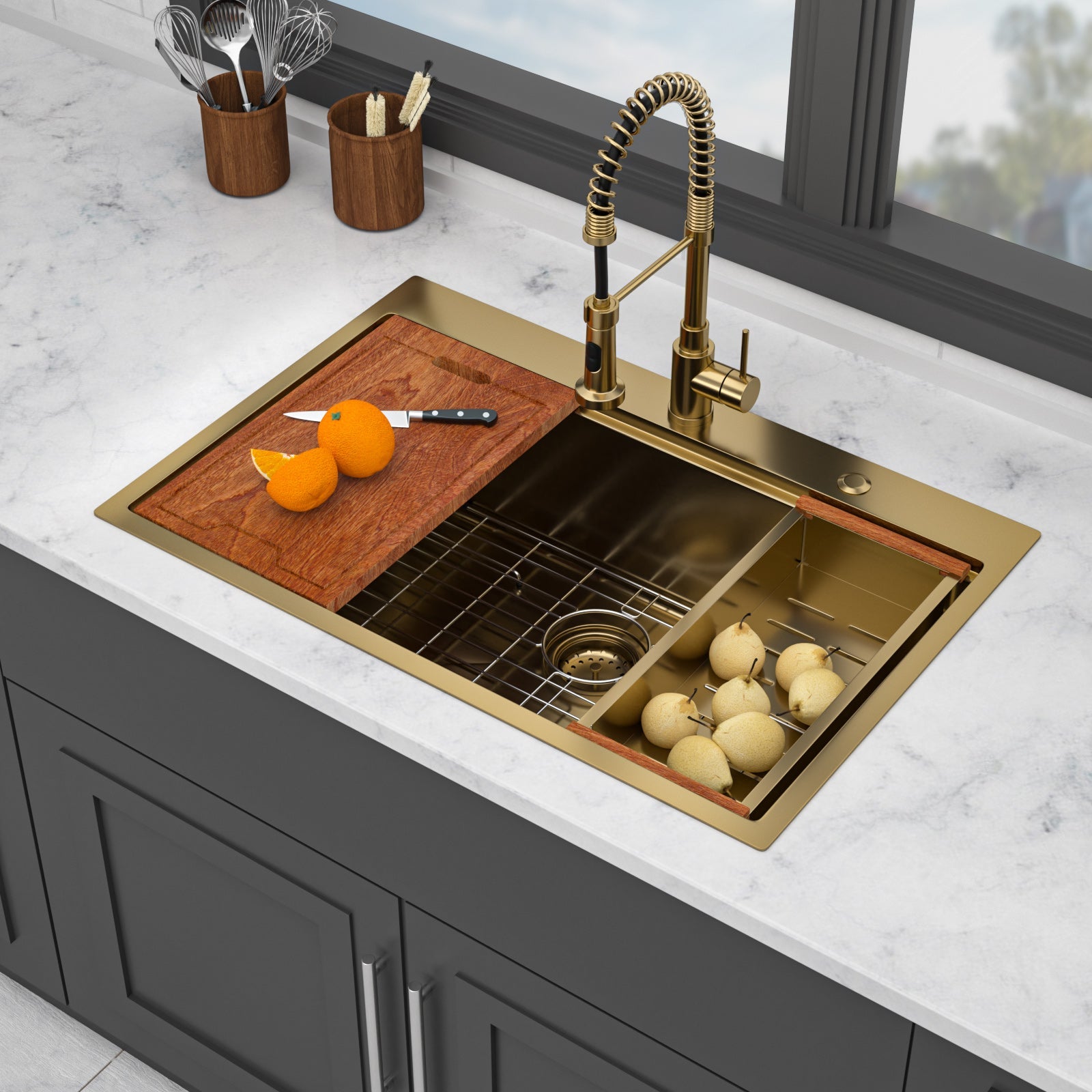 33" Drop In Kitchen Sink
