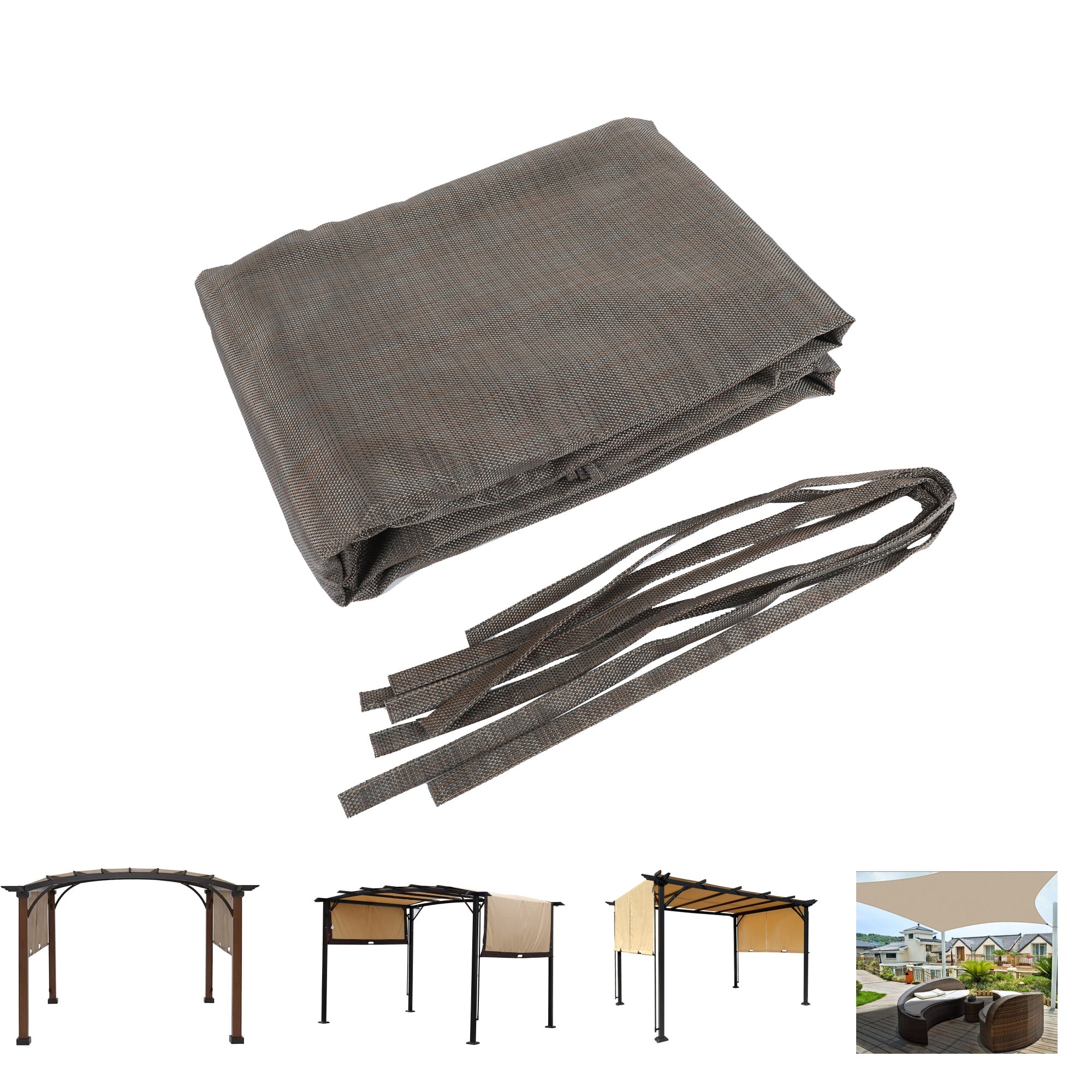 Outdoor Pergola Sun Shade Cover Cloth - Brown