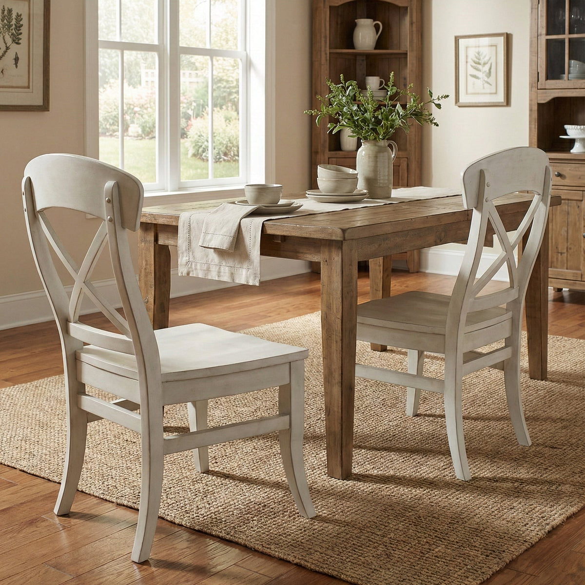 Harola Cross-back Dining Side Chairs in Set of 2, Smoky