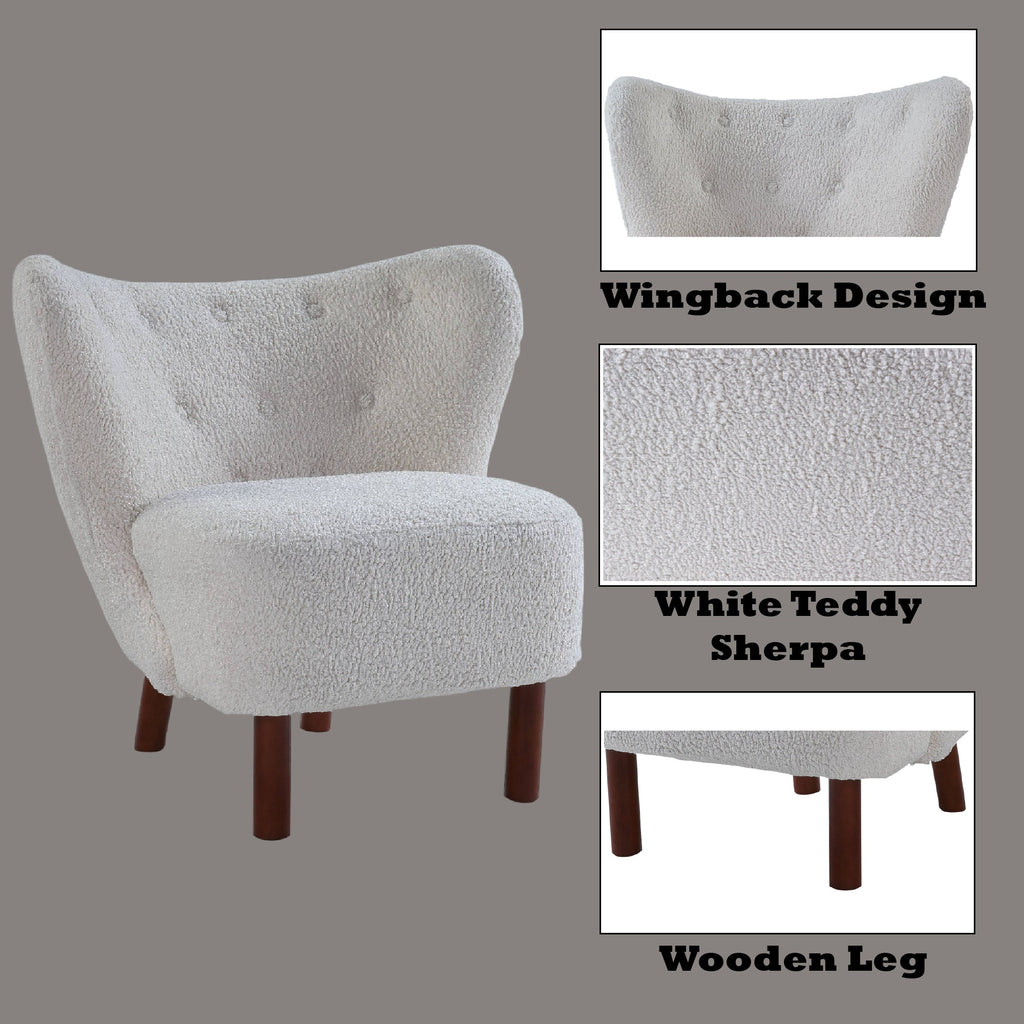 Zusud White Teddy Sherpa Accent Chair