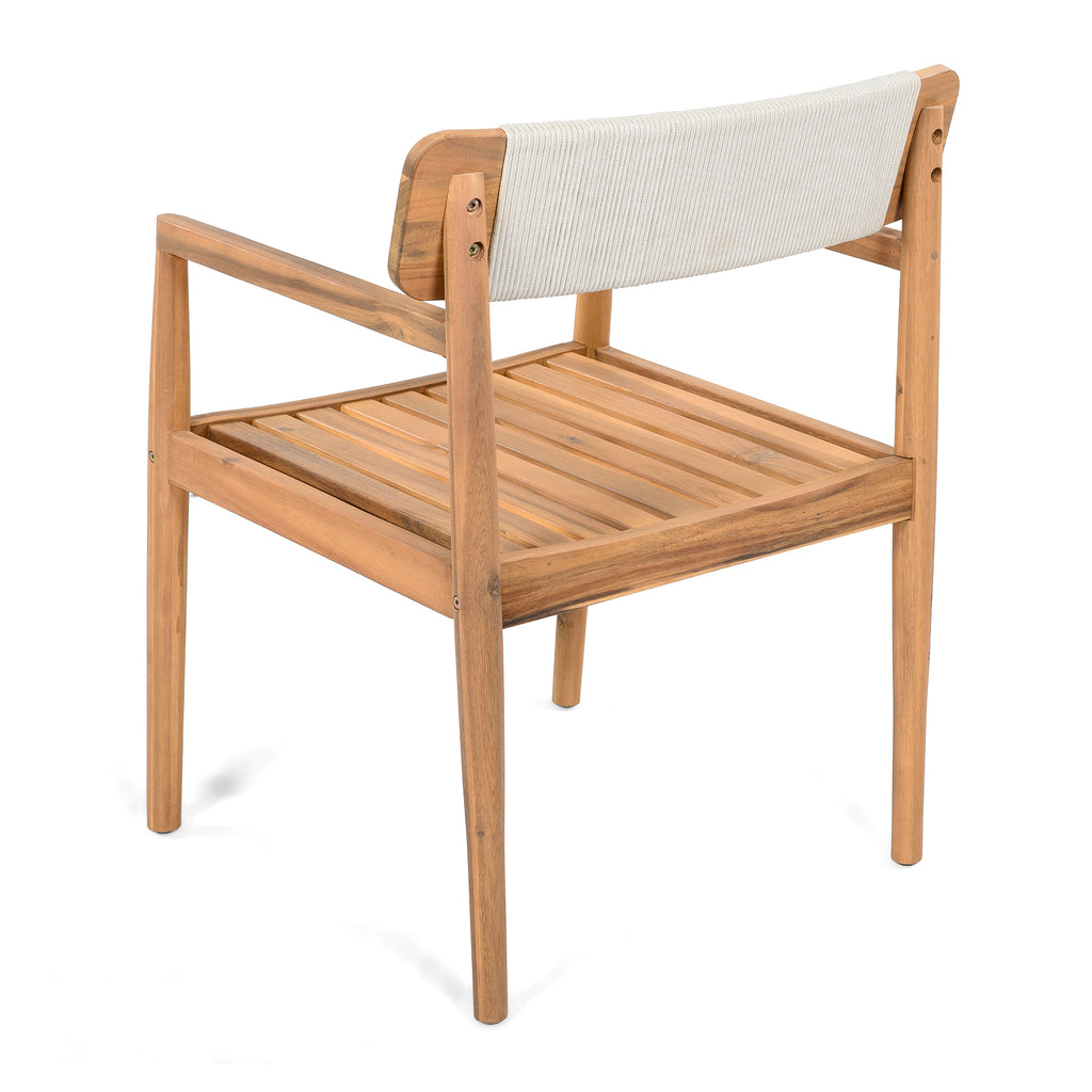 Creative Braided Acacia Wood Outdoor Dining Table and Chairs