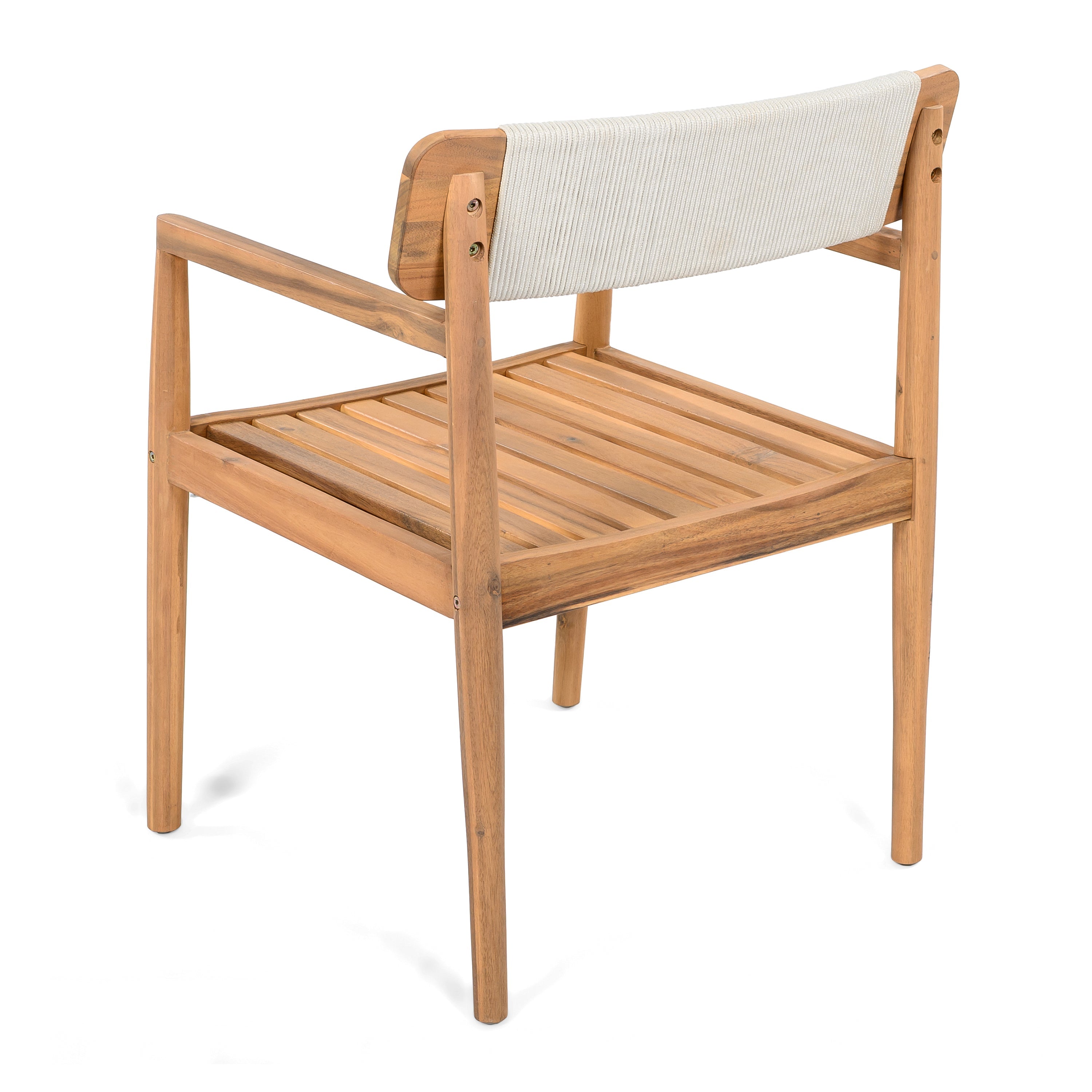 Creative Braided Acacia Wood Outdoor Dining Table and Chairs