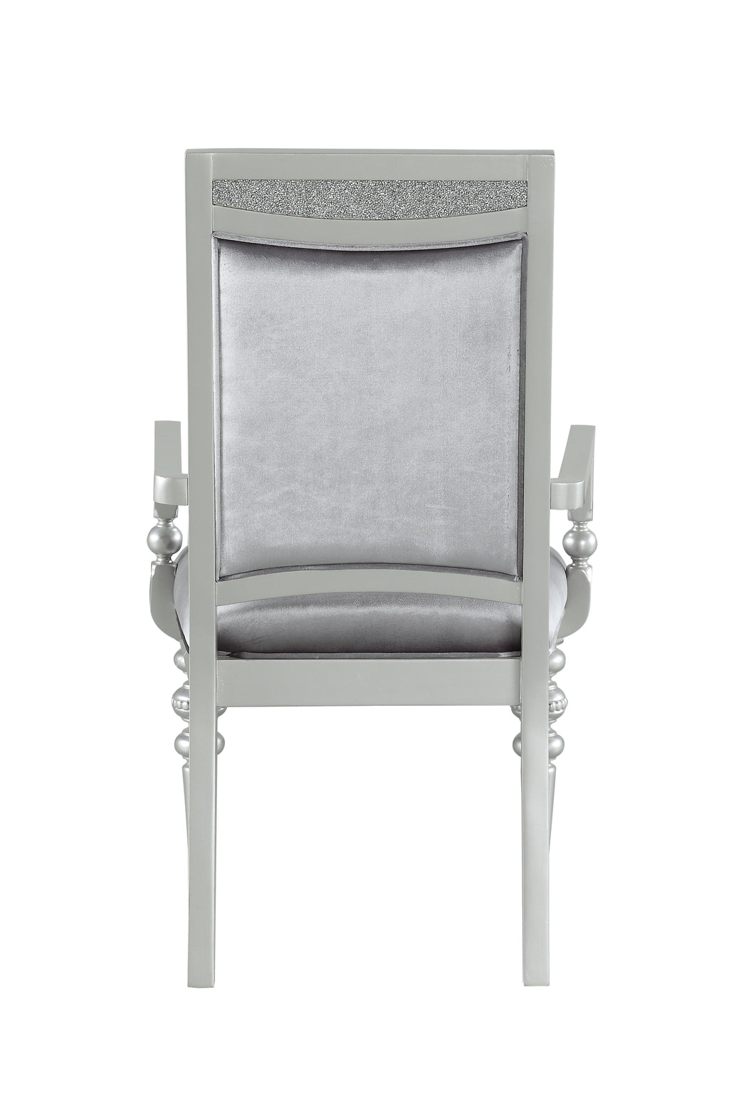 Maverick Fabric & Platinum Finish Arm Chair Set of 2