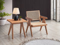 Natural Wood Armchair and Matching Square End Table, 2-Piece Living Room Set