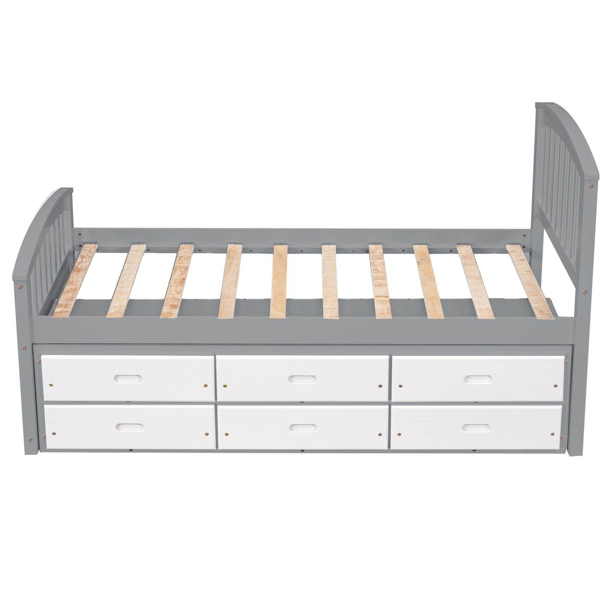 Twin Size Platform Storage Bed with 6 Drawers, Grey