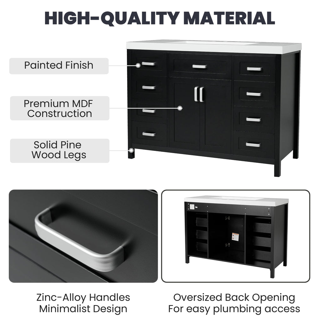 47" Bathroom Vanity without Sink, Cabinet Only