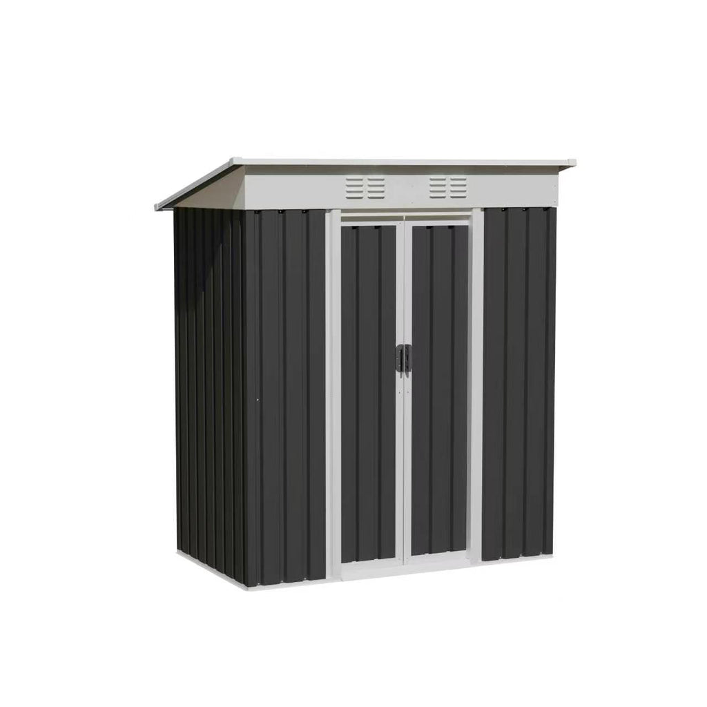 5x3 FT Metal Garden Shed with Sliding Door Pent Roof