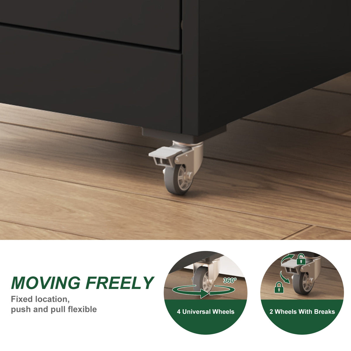 5 Drawer Metal Vertical File Cabinet with Lock on Wheels