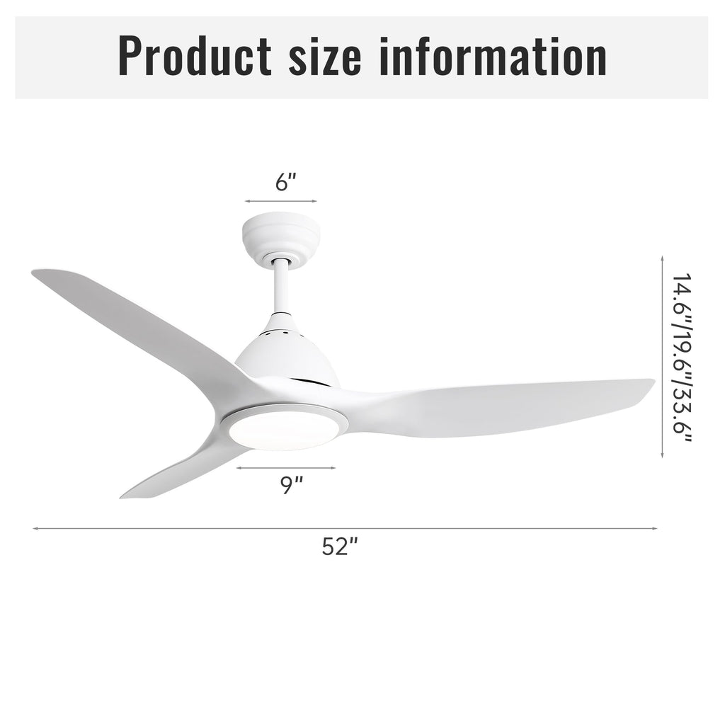 52 Inch Modern Ceiling Fan with 22W LED Light