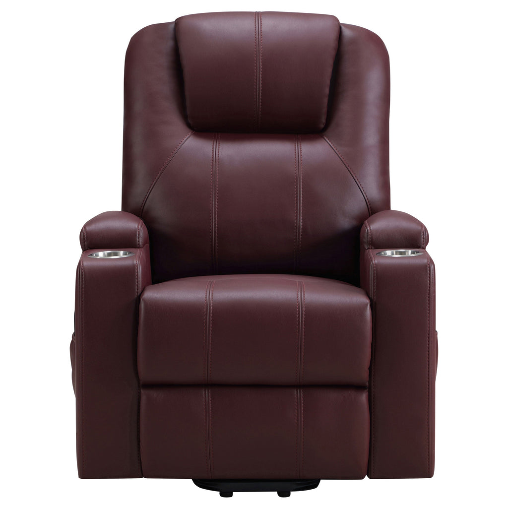 Macklin Wine Upholstered Power Lift Massage Recliner
