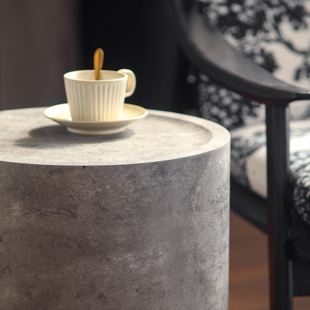 Modern Faux Concrete Round Corner Accent Table