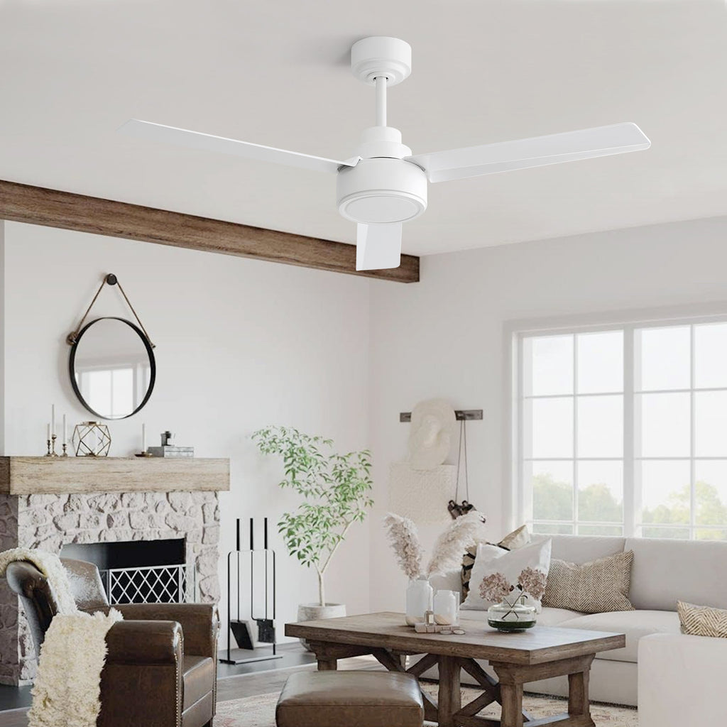 52" Ceiling Fan Without Light, 3 ABS Blades with Remote Control