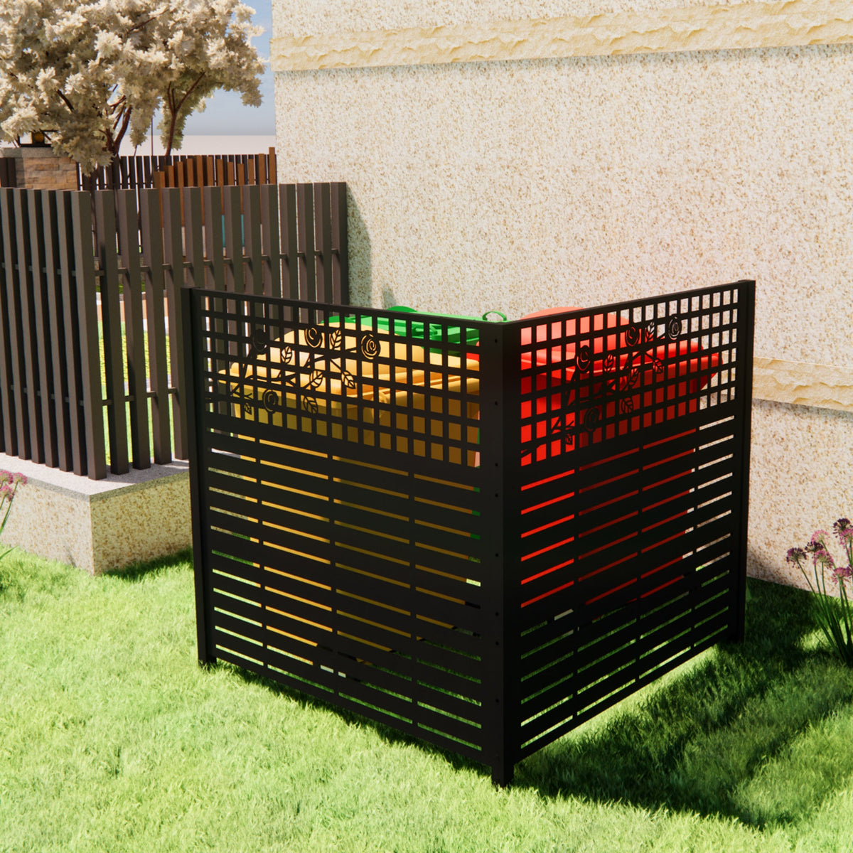 W48'' x H47.3'' x 2 Panels Metal Privacy Screen