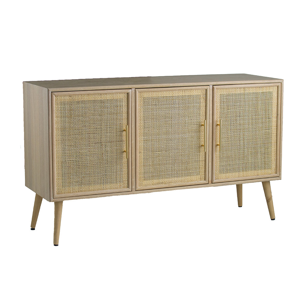 Natural Brown Media Center with Rattan Doors