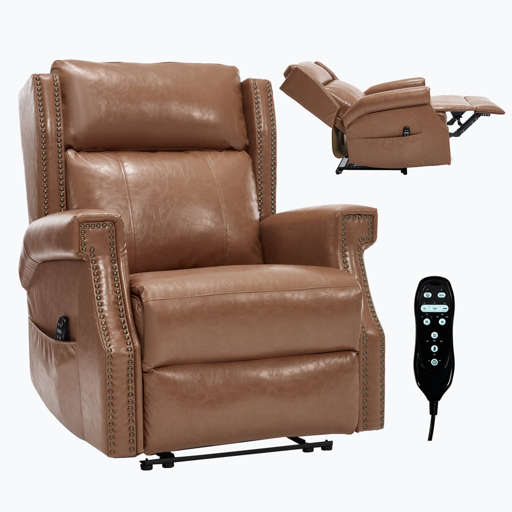 Camel Manual Recliner Chair in Faux Leather