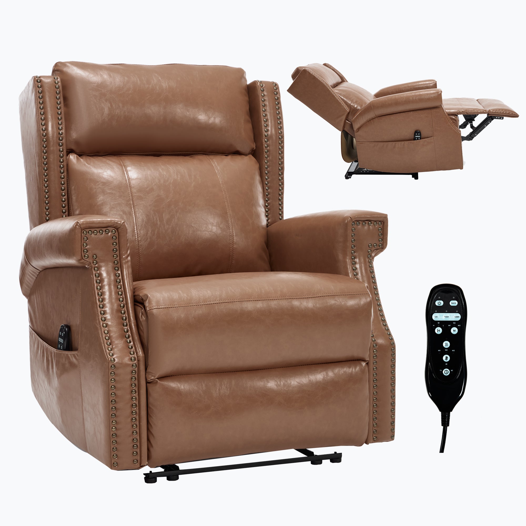 Camel Manual Recliner Chair in Faux Leather