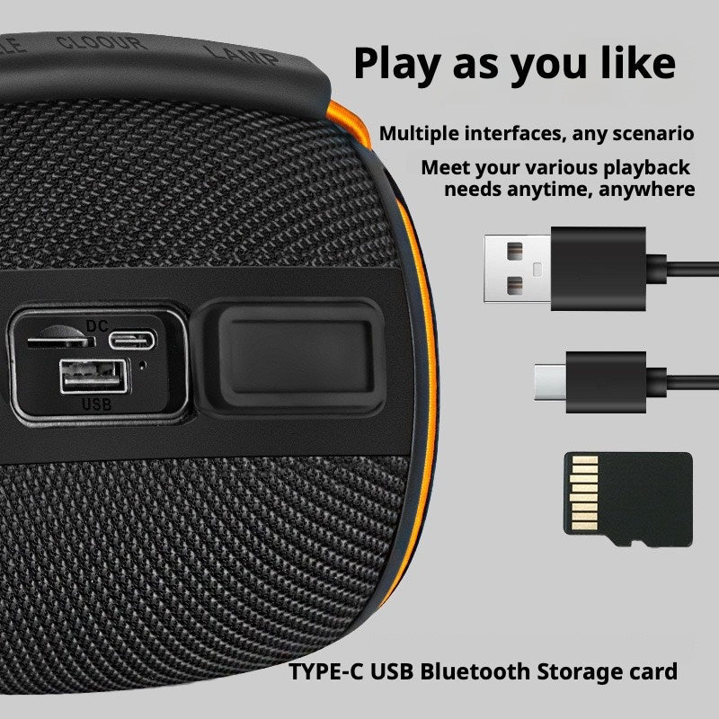 KP-810 Model Portable Bluetooth Speaker With RGB Colorful Lights Heavy Bass Card Slot And Desktop Home Use