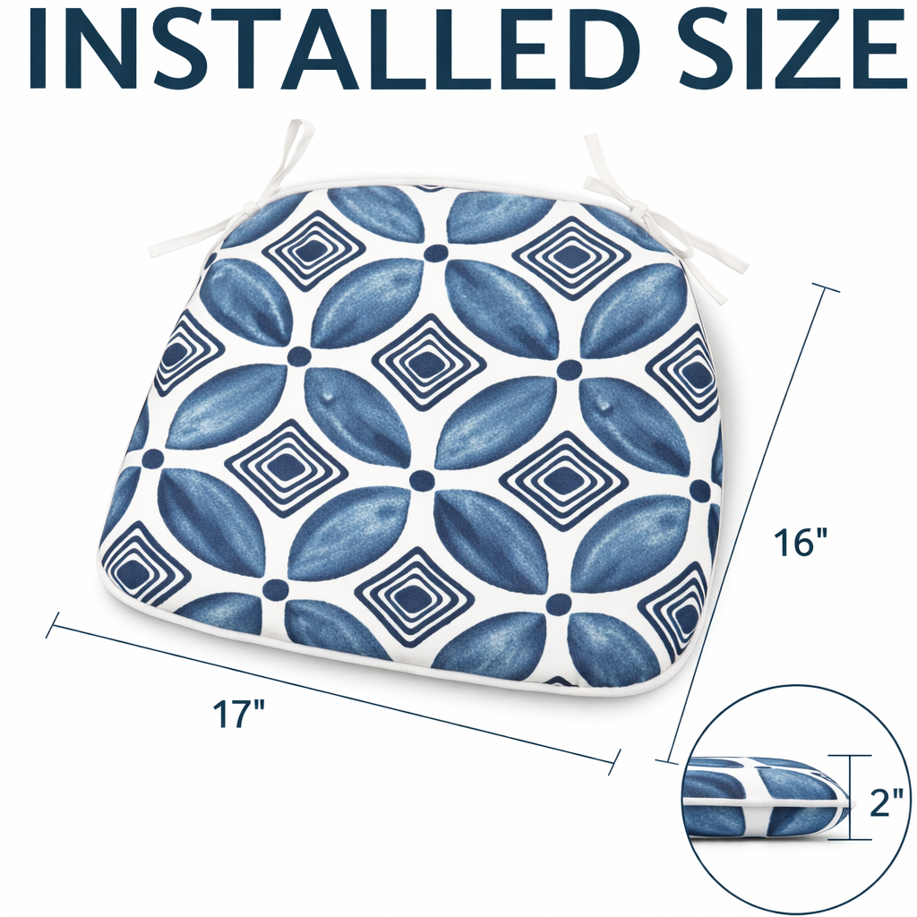 Outdoor Patio Chair Cushions - Water-Repellent U-Shape Thick Foam