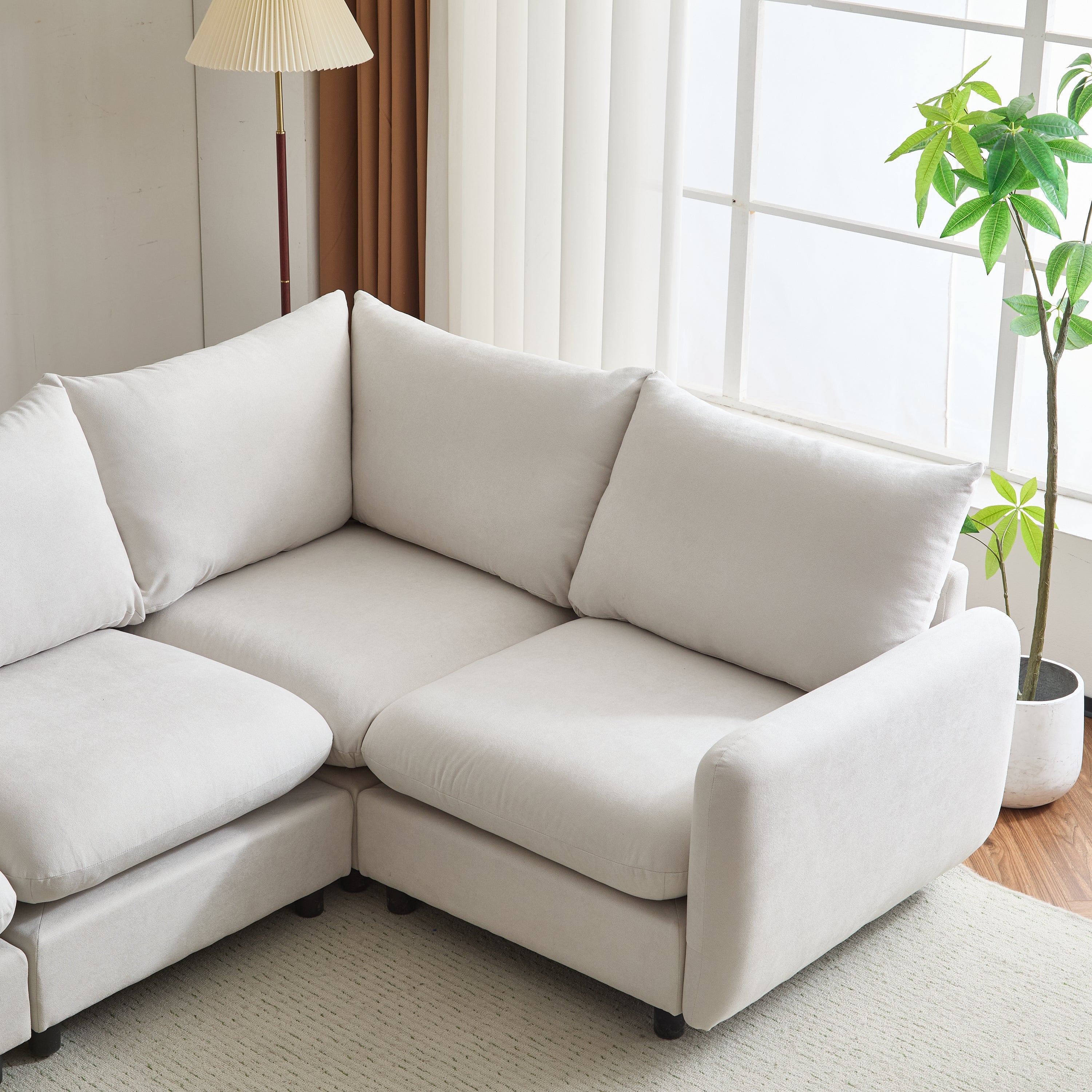 99 in. 4-Piece L Shaped Modular Free Combination Sectional Sofa