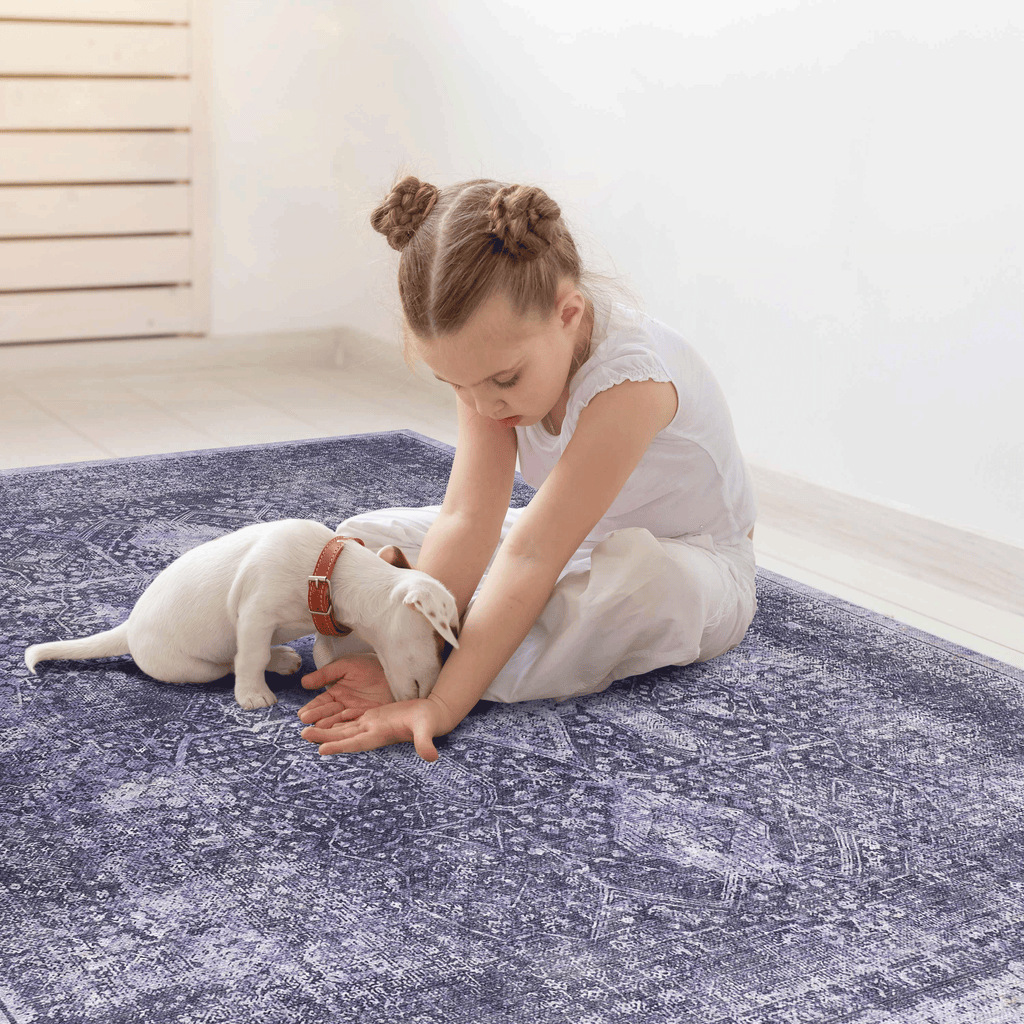 MAVAL Anthracite Washable 5x8 Area Rug