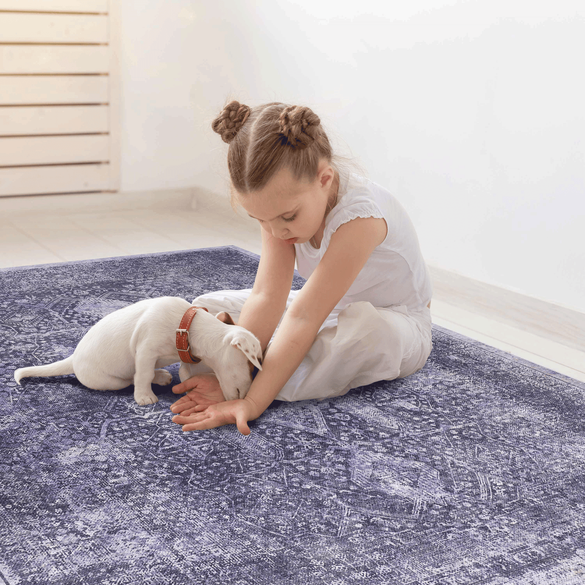 MAVAL Anthracite Washable 5x8 Area Rug