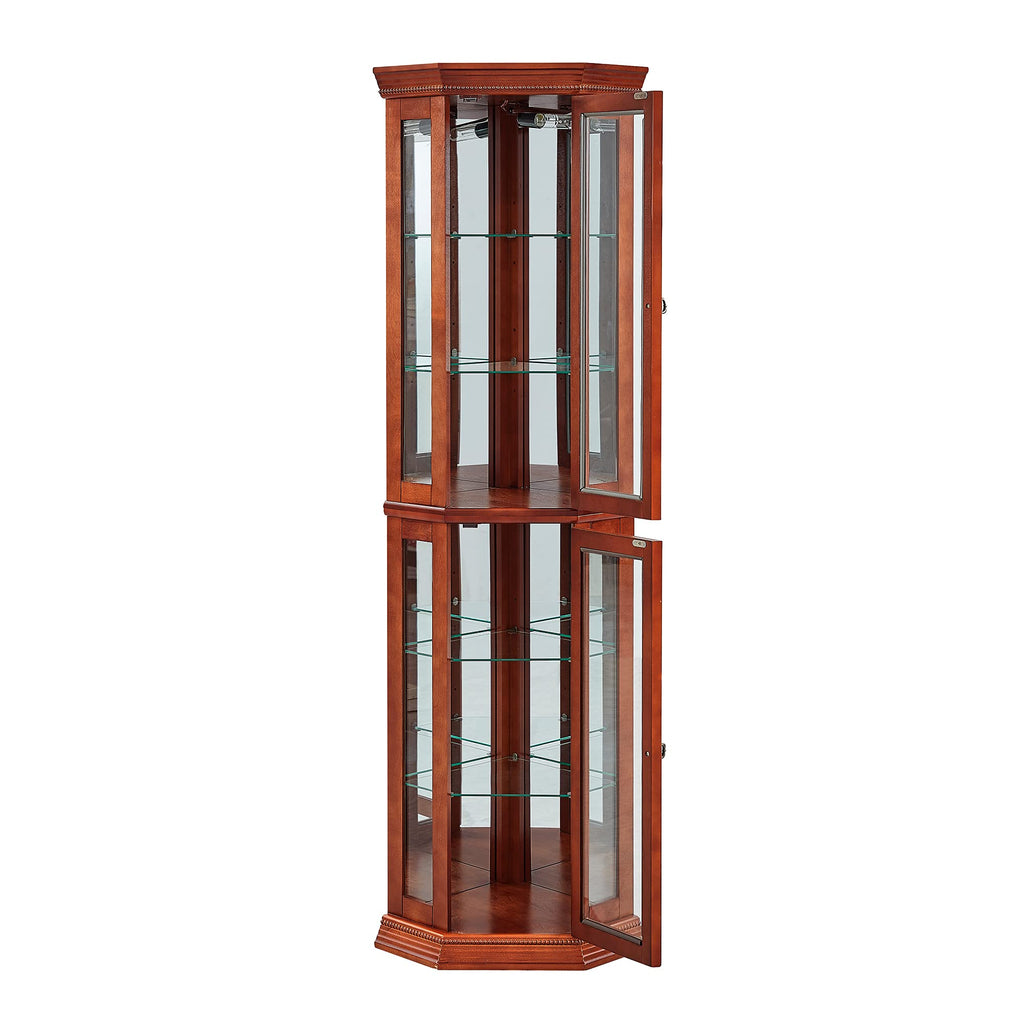 Corner Curio Cabinet with Adjustable Glass Shelves and Lights
