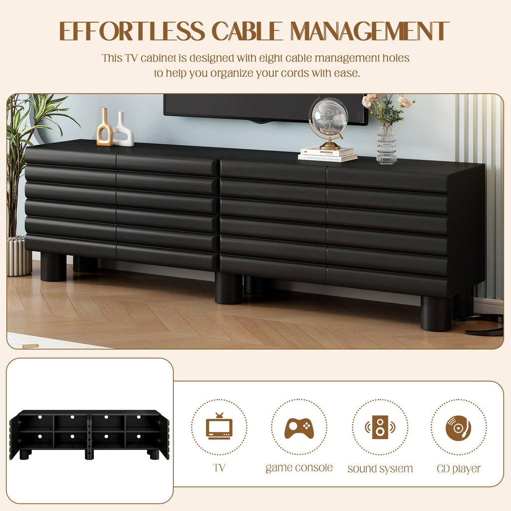 Stylish Thick Wavy Door TV Cabinet with Adjustable Shelves