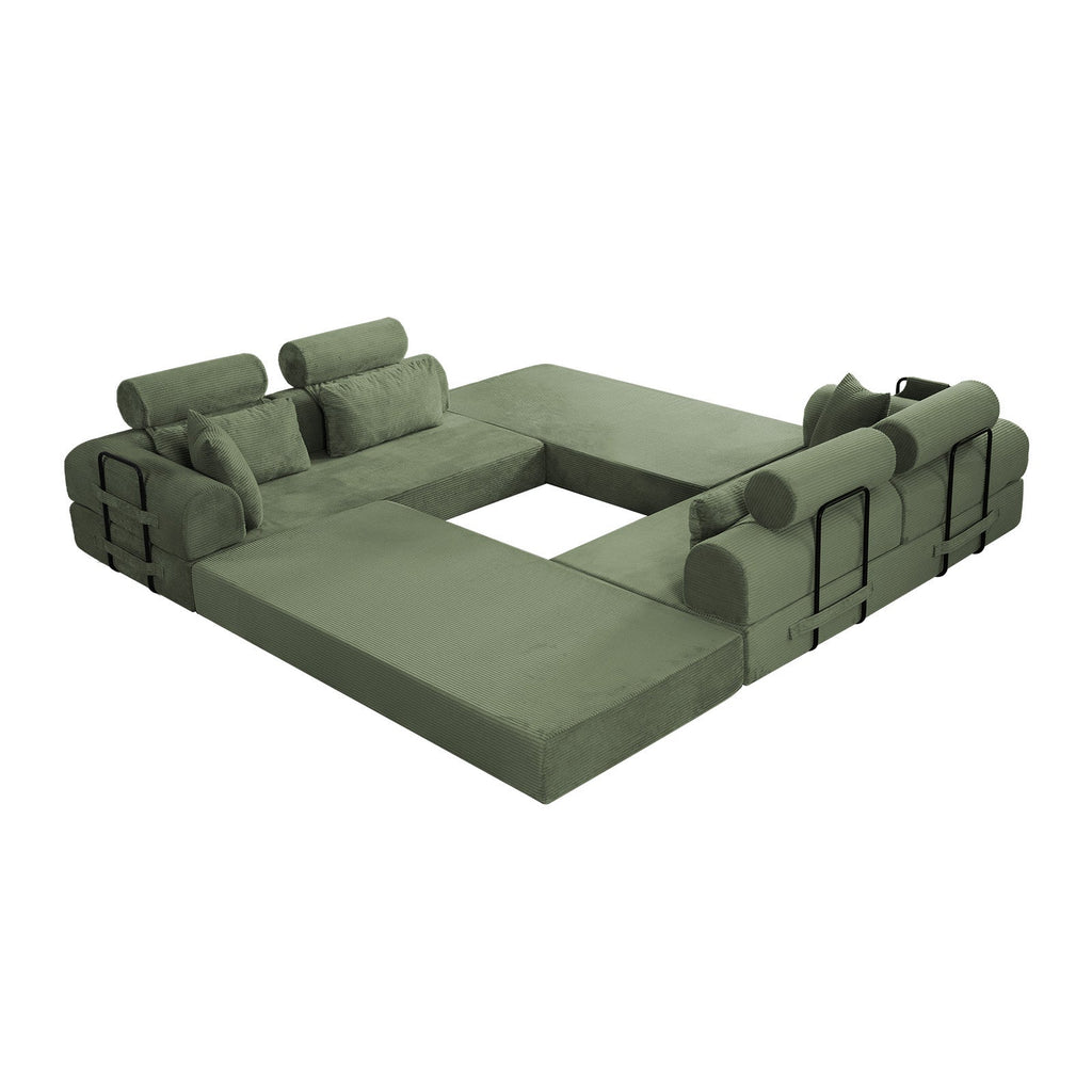 L Shape Modular Sectional Sofa, Grayish Green