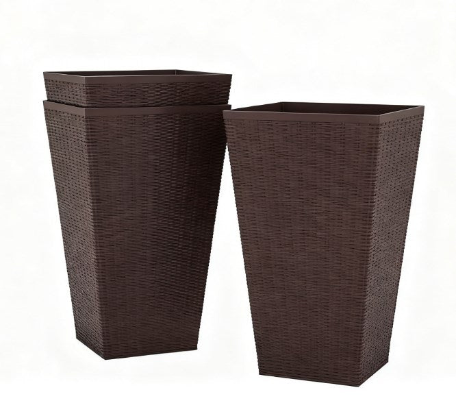 Outdoor Flower Plant Pots - Set of 3 Tall Planters