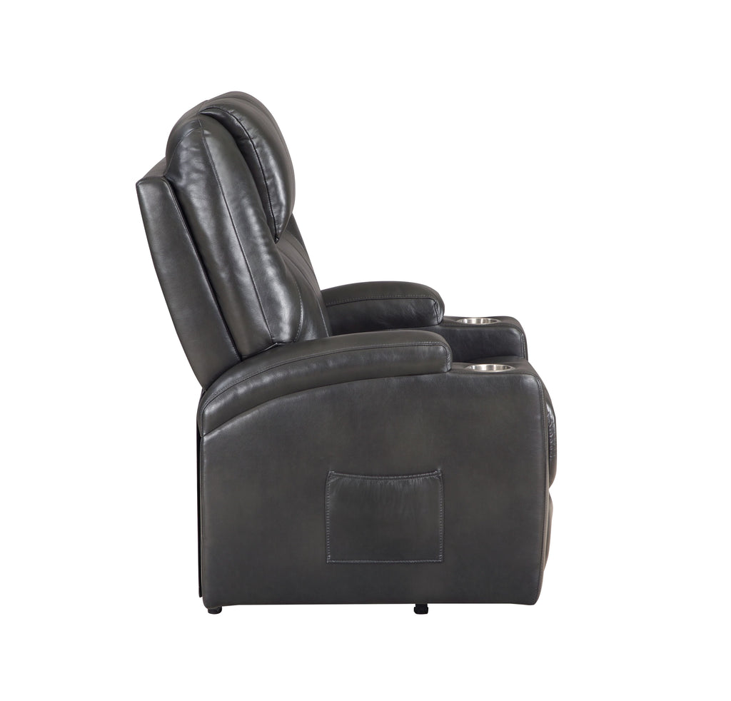 Gunmetal Leather Aire Recliner with Power Lift & Massage