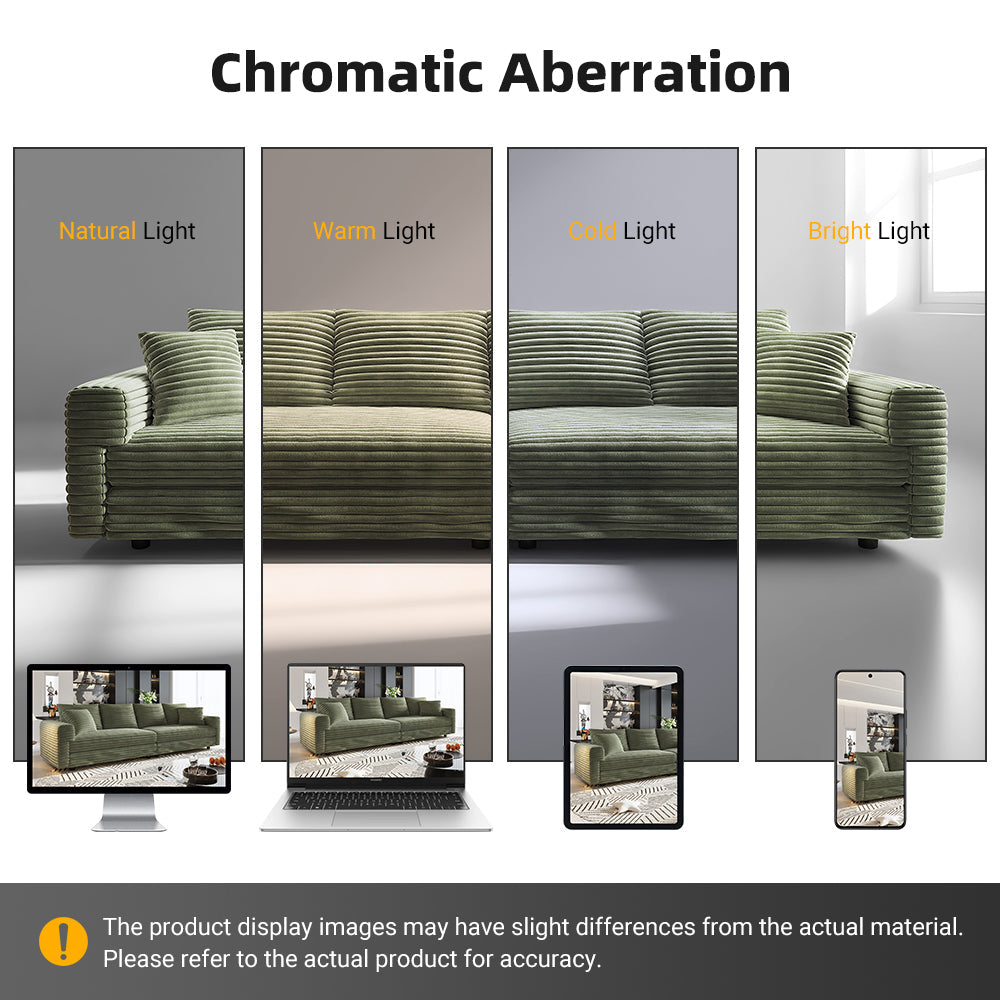Plush Corduroy 4-Seat Sofa