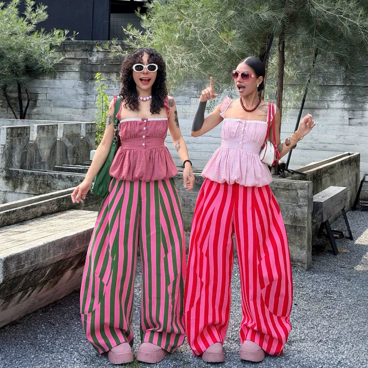 Women's Loose-fitting, Fashionable High-waisted Wide-leg Pants