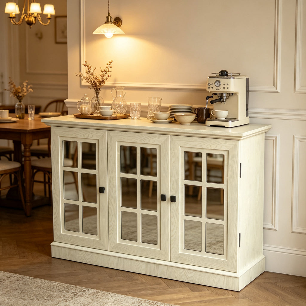 45" Wide Storage Cabinet with 3 Mirrored Acrylic Doors