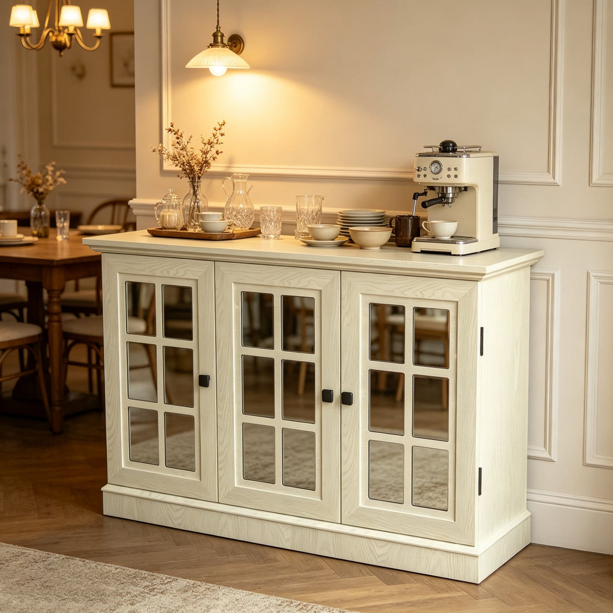 45" Wide Storage Cabinet with 3 Mirrored Acrylic Doors