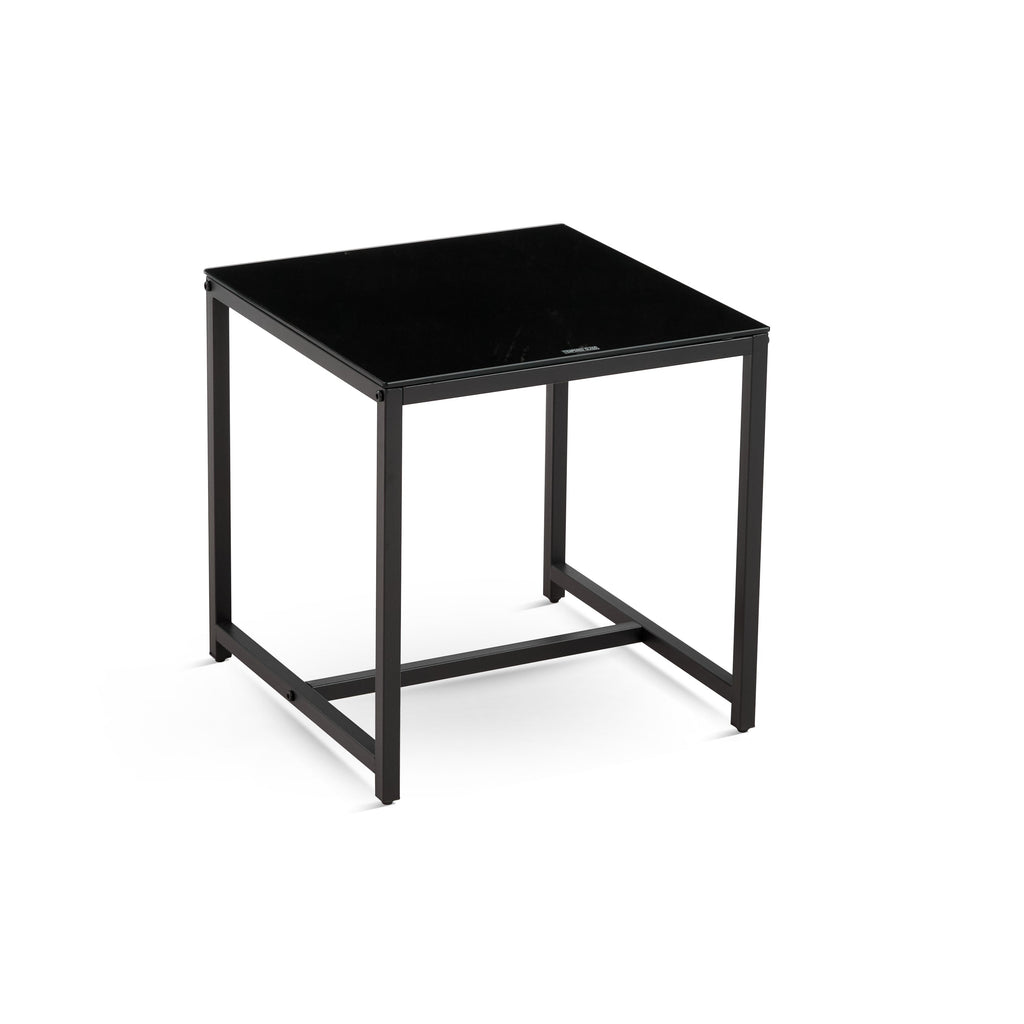 2 Piece Black Glass Side Table Set