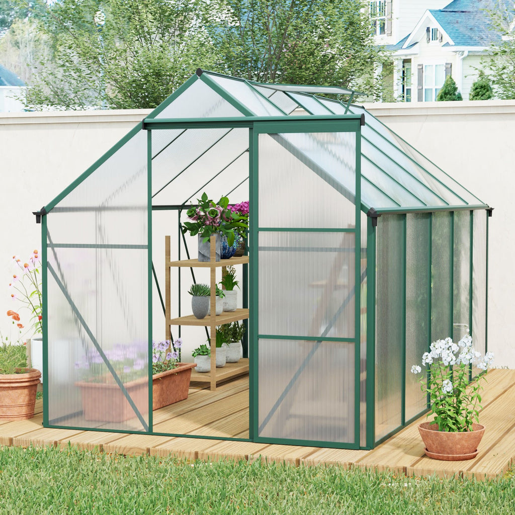 6X10FT Polycarbonate Greenhouse with Raised Base