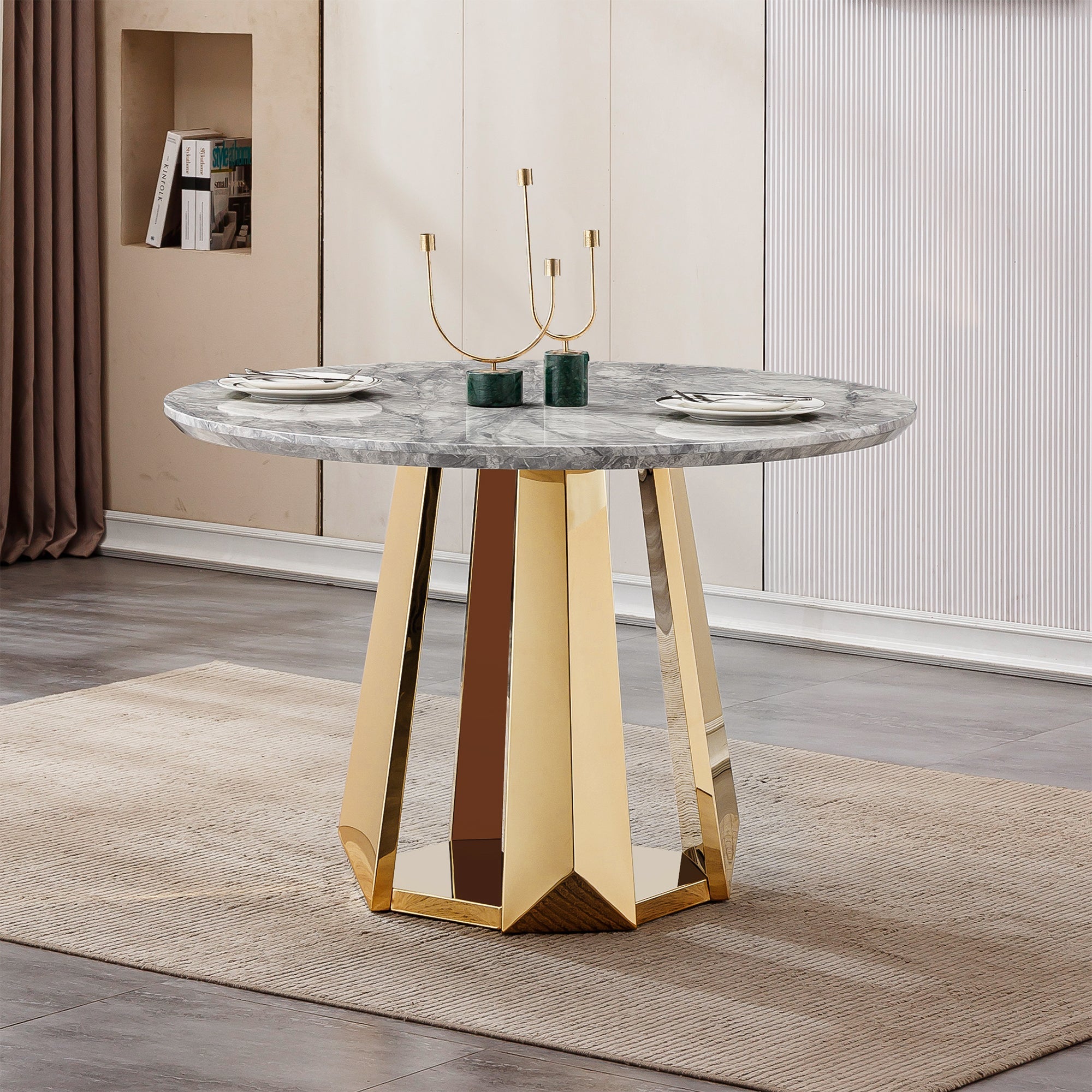 47" Round Marble Dining Table